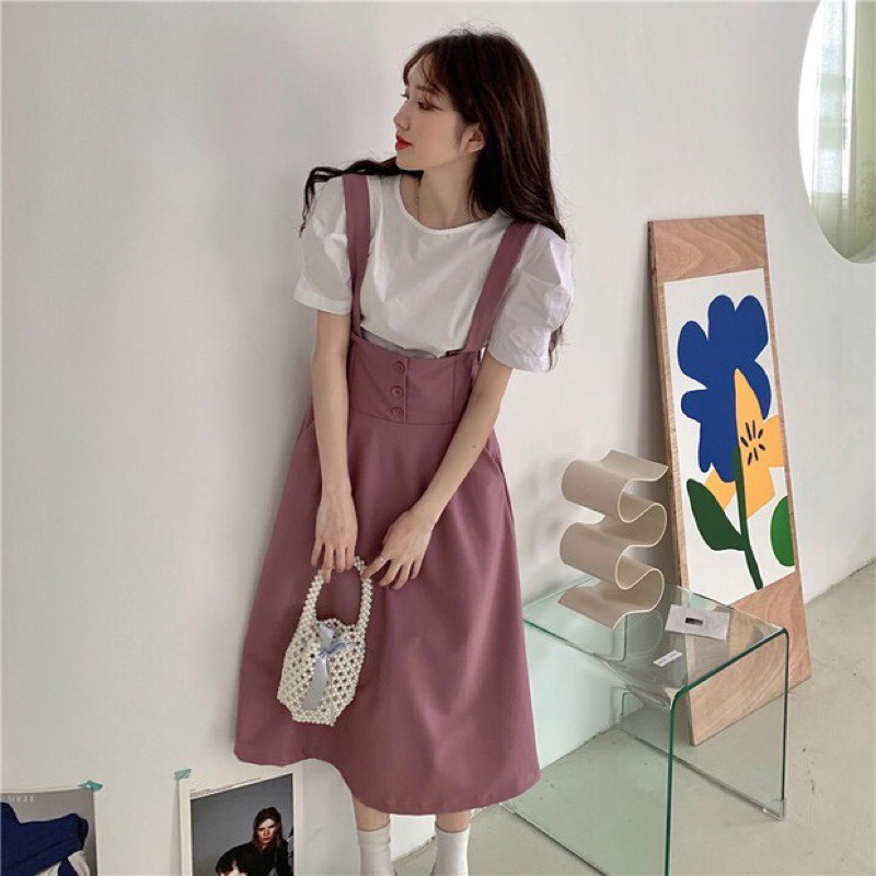 Set váy yếm dài ulzzang