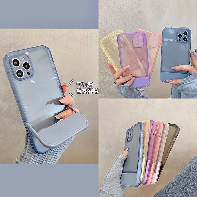 Ốp Điện Thoại Mềm Màu Trơn Cao Cấp Chống Rơi Vỡ Có Giá Đỡ Vô Hình Cho iphone14 Pro Max 13Promax12 Pro Max 11Pro Max XS Max