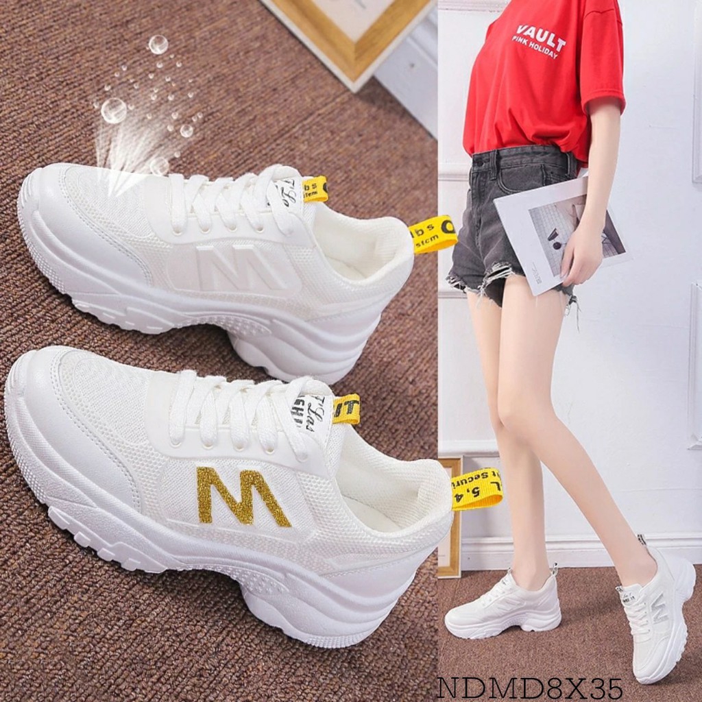 [Mã FAGREEN245 giảm 10% tối đa 30k đơn từ 99k] Giày Thể Thao Đế Cao Màu Trắng Phối Chữ M - SUP Nhũ 02 Màu 2 Cạnh Giày | BigBuy360 - bigbuy360.vn