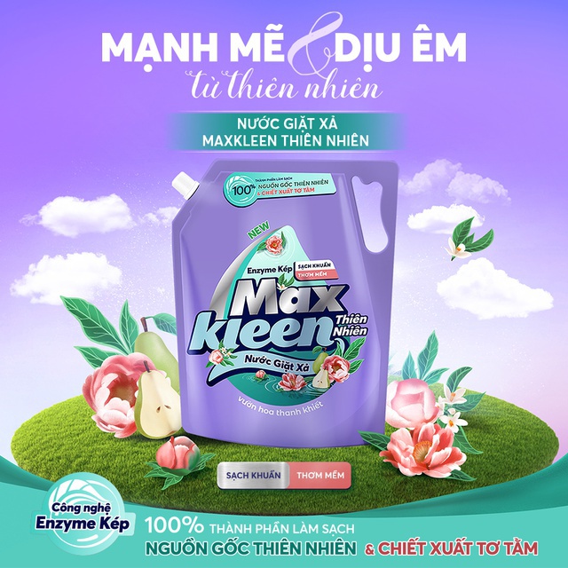 [HC GIFT] Chai Nước Giặt Xả MaxKleen Thiên Nhiên 120 Gram