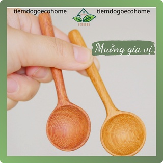 Muỗng gia vị gỗ đỏ nhỏ xinh - thìa múc trà cà phê bột các loại
