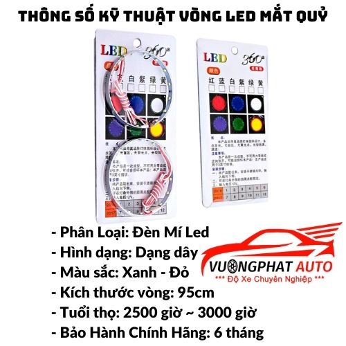 Vòng Led Mắt Quỷ Lắp Bi Cầu Led, Độ Đèn Led Mắt Quỷ Nhiều Màu Cho Ô Tô Xe Máy - Vượng Phát Auto Cam Kết Chính Hãng