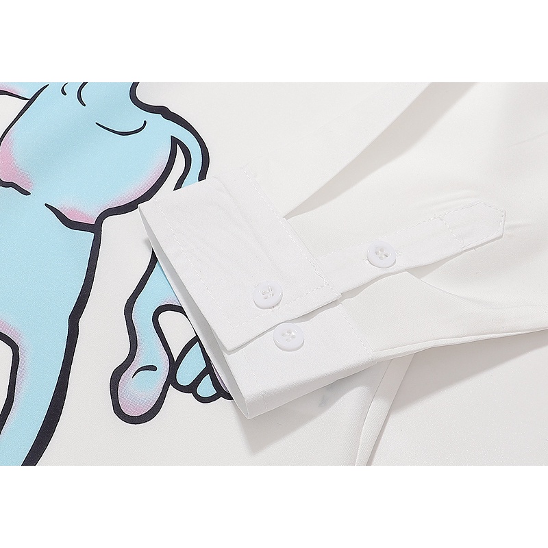 Áo Sơ Mi Tay Dài In Họa Tiết Hoạt Hình Và Chữ Thời Trang