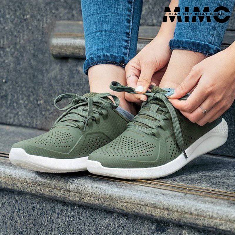 Giày nhựa đi mưa Literide Pacer màu rêu êm nhẹ, chống trơn trượt cho nam nữ