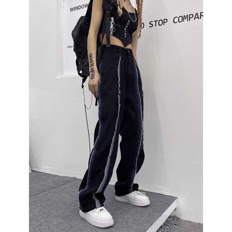 Quần jeans phối sọc viền hai bên độc lạ. Ảnh thật cuối hình