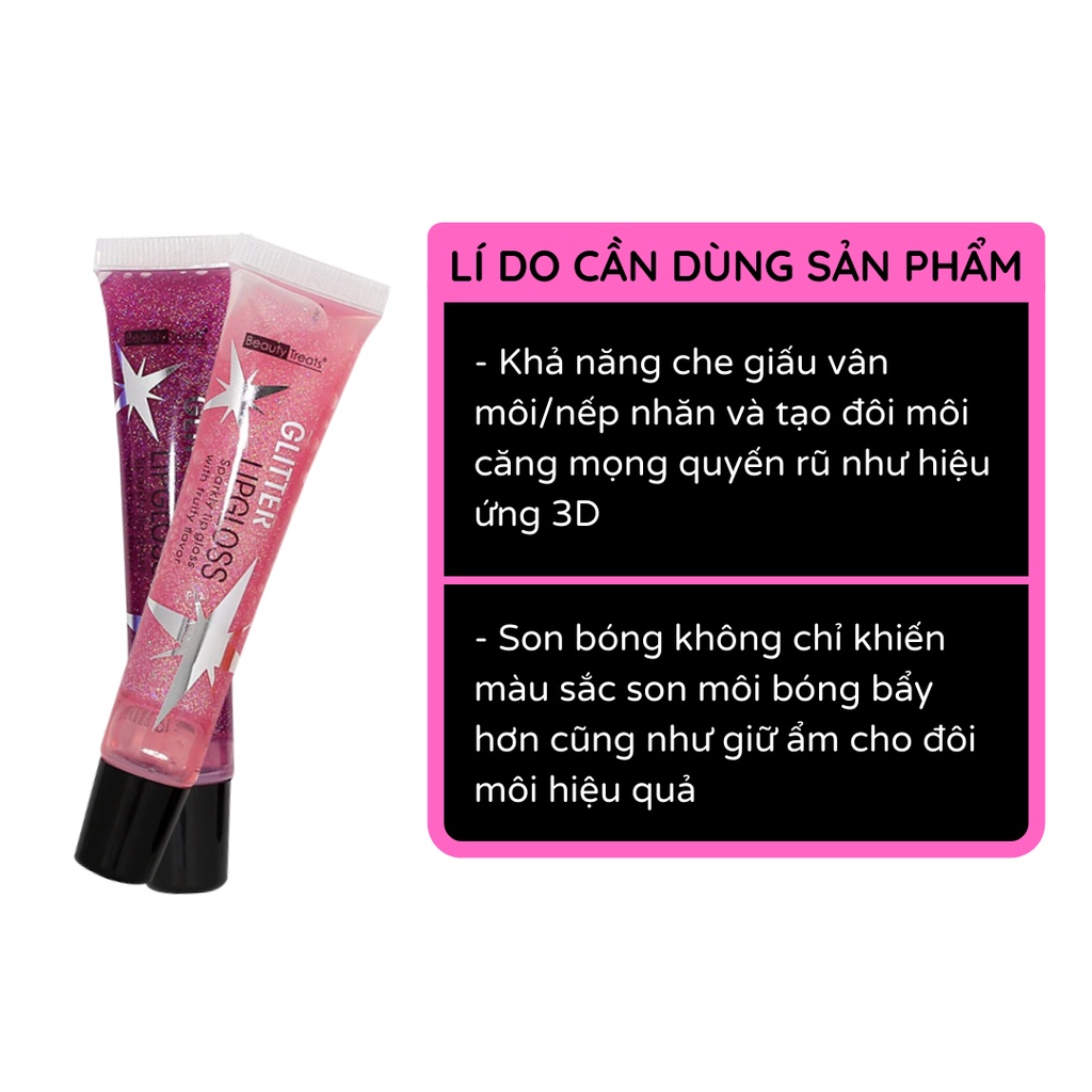 Son bóng nhũ kim tuyến lấp lánh BEAUTY TREATS Glitter Lipgloss dạng tuýp 18g