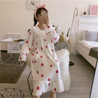 ( ( VÁY NGỦ LOLITA VẢI BÔNG HOẠ TIẾT HOA HỒNG (sẵn)