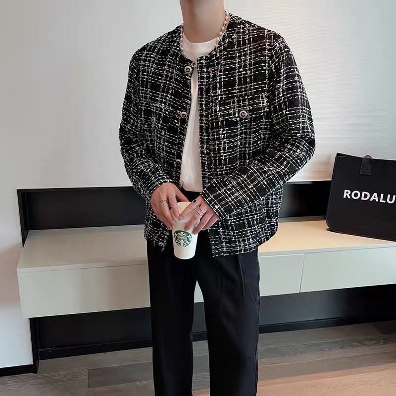 ÁO KHOÁC DẠ TWEED CỔ TRÒN CHO NAM |TAHISHOP|