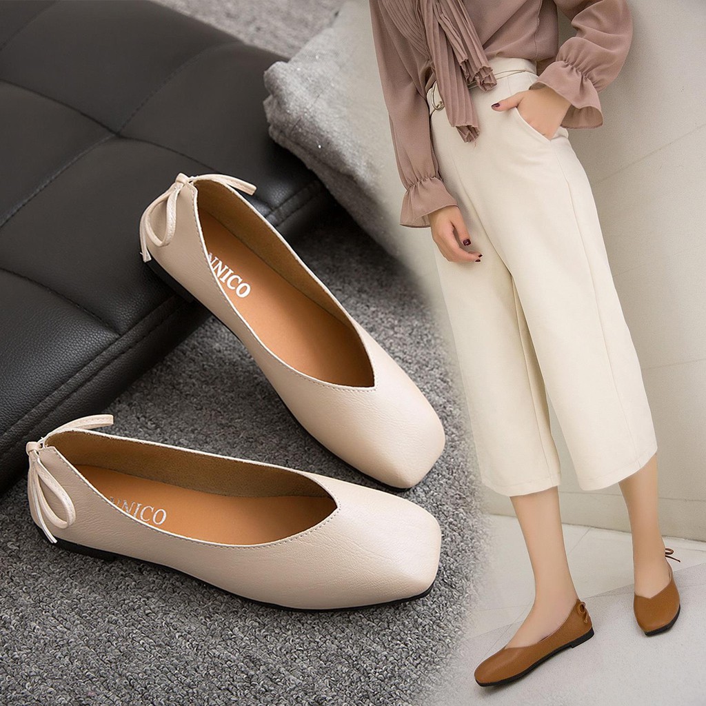 Giày Búp Bê Mũi Vuông Phong Cách Hàn Quốc 2020 Cho Nữ