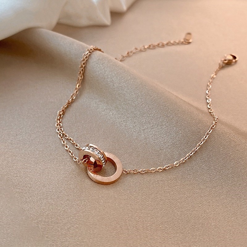 Lắc tay titan nữ không gỉ khắc số la mã vòng tay nữ phong cách ins hàn quốc