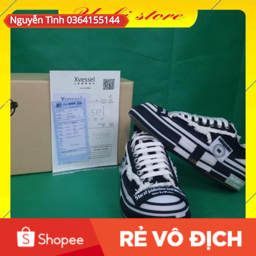 Giày sneaker xVESSEL da đế trắng cao cấp style rách cao 3,5-4cm - Yabi store