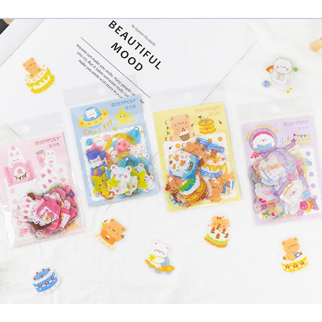 [Hàng mới về] Set nhãn dán Sticker Gấu Thỏ dễ thương