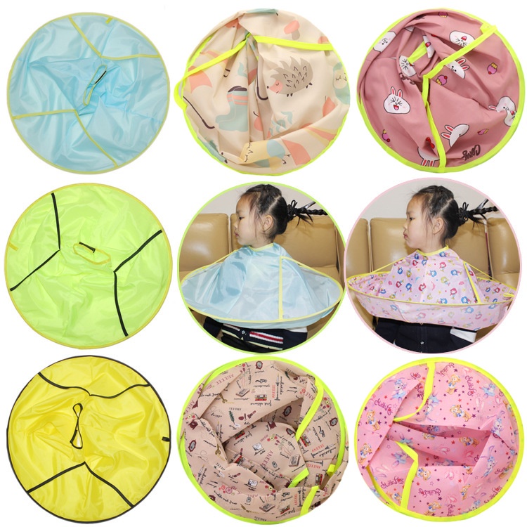 Áo choàng cắt tóc cho bé giúp không dính tóc lên người, Vải dù trùm cắt tóc cho trẻ hứng tóc vụn dễ vệ sinh