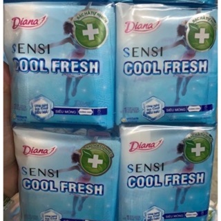 Bộ 6 gói Băng vệ sinh Diana Cool Fresh siêu mỏng có cánh 8m