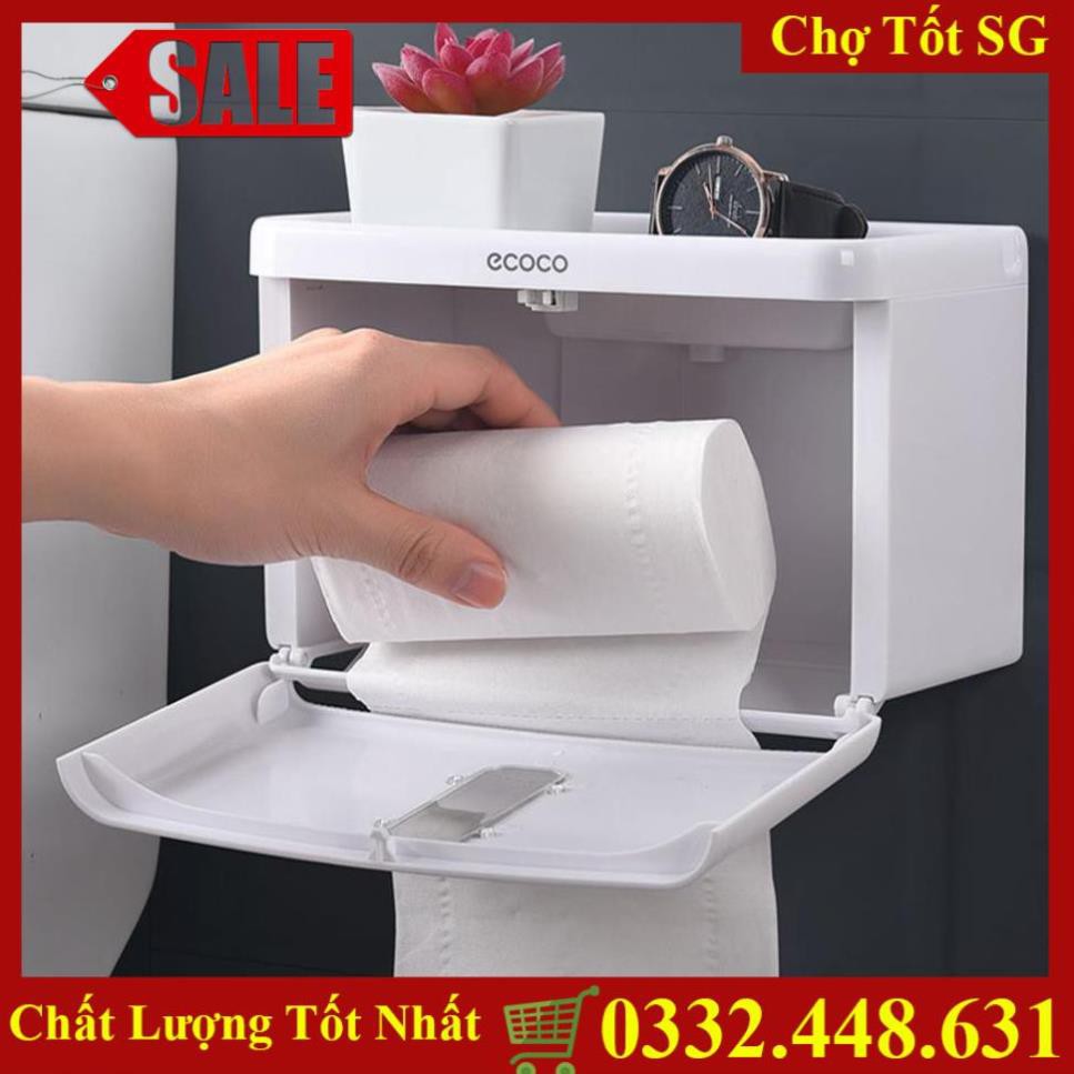 ✔️ Kệ Treo Giấy Vệ Sinh Đa Năng Ecoco D-08, Mặt Phẳng Phía Trên Hộp Được Sử Dụng Để Đồ, Điện Thoại, Sữa Tắm [BH 1 Đổi 1]