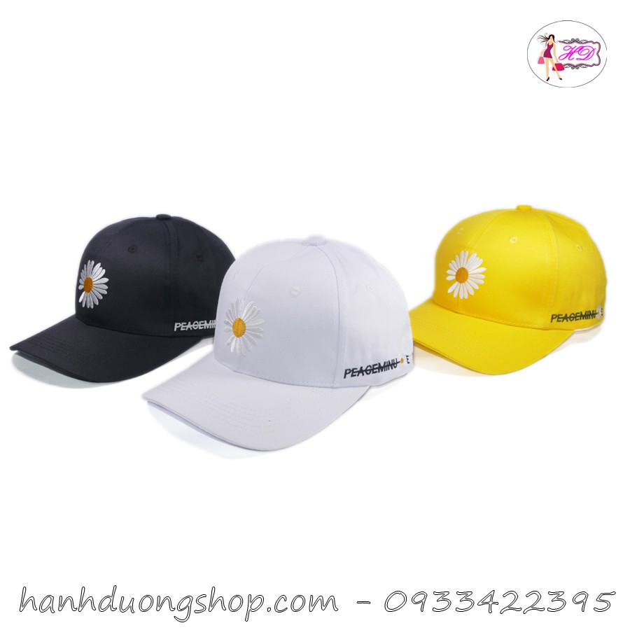 [ Hình thật khóa xịn ] Mũ lưỡi trai hoa cúc đẹp thời trang với chất liệu vải cotton thoáng mát kết hợp khóa gài cao cấp