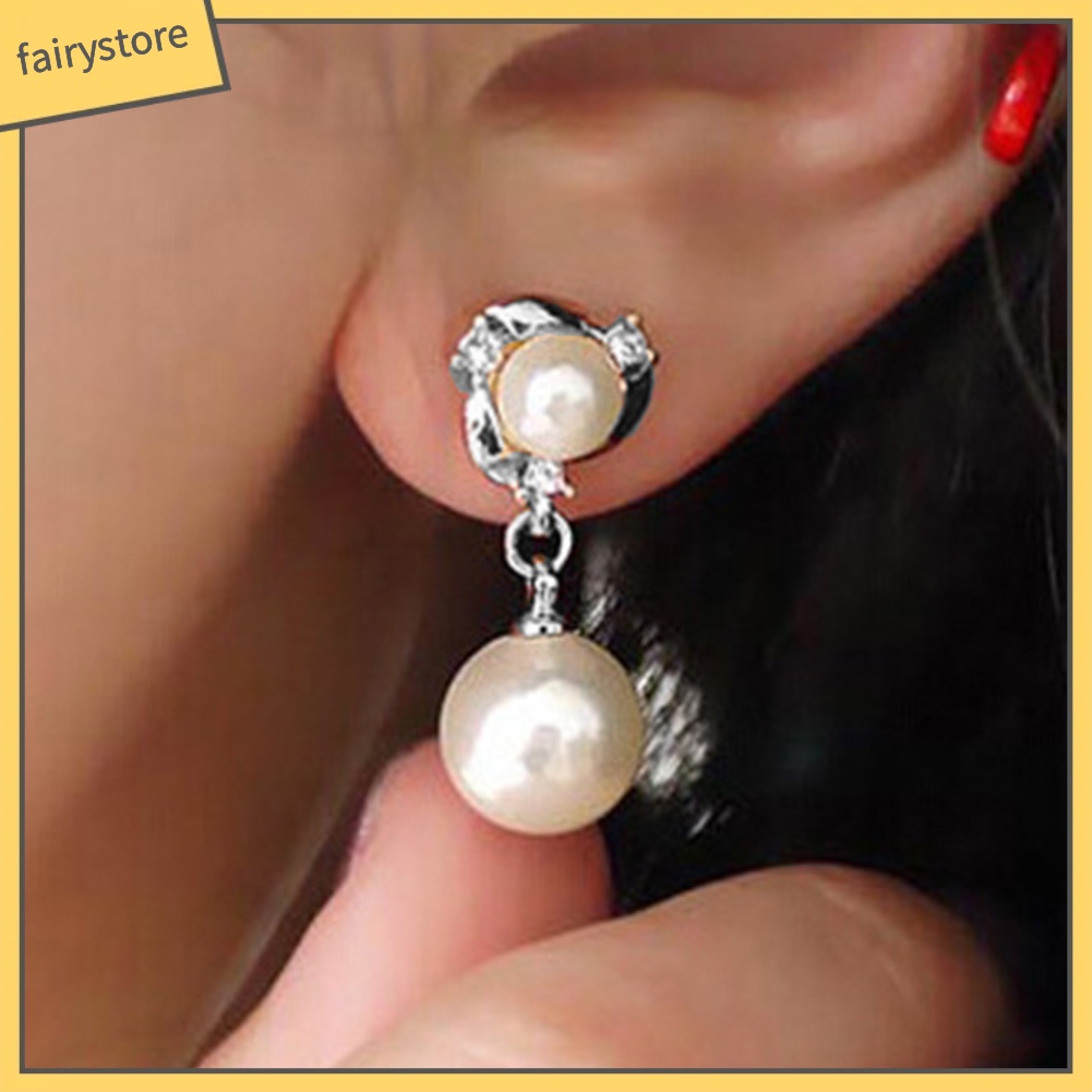 Cặp khuyên tai đính ngọc trai phong cách sang trọng cho nữ