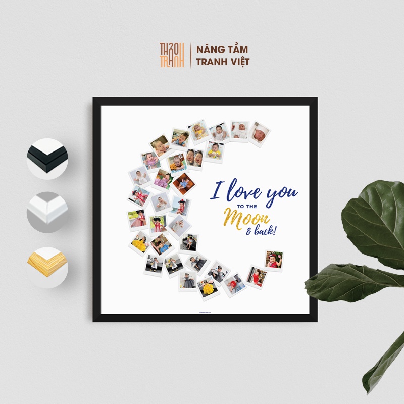 Khung Kèm Ảnh 40x40cm Ghép Mặt Trăng Lưu Niệm Độc Đáo Thảo Tranh