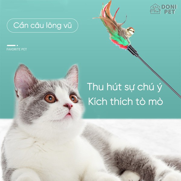 Đồ chơi cần câu lông vũ có chuông cho mèo cưng