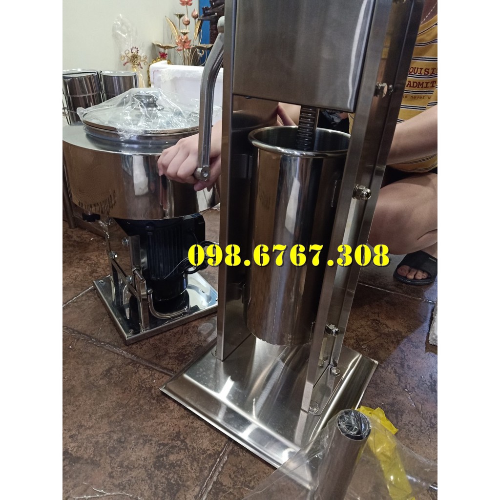 Máy nhồi xúc xích, lạp sườn, lòng dồi, chất liệu Inox bền đẹp, quay tay