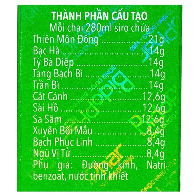 Thiên môn bổ phổi bình đông chai 280ml