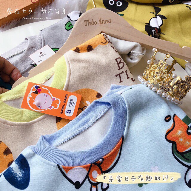 Combo 3 bộ nỉ bông họa tiết thời trang cho bé trai, bé gái