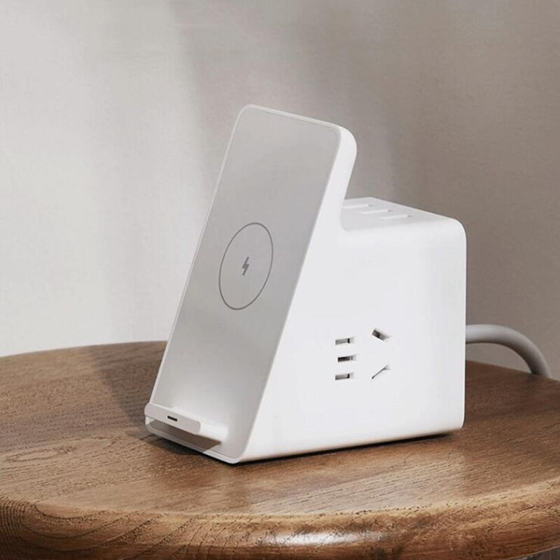 Ổ cắm điện xiaomi kèm sạc không dây chuẩn quick charge - Đế sạc không dây kèm ổ cắm điện đỡ điện thoại