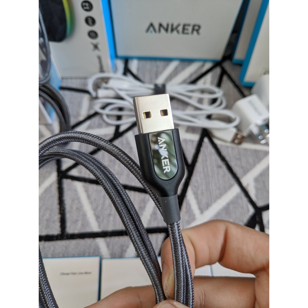 Hộp 2 Cáp Anker PowerLine+ USB-C to USB-A 0.9m 1.8m A8265 A8266 sạc nhanh bọc dù xách tay USA new 100%