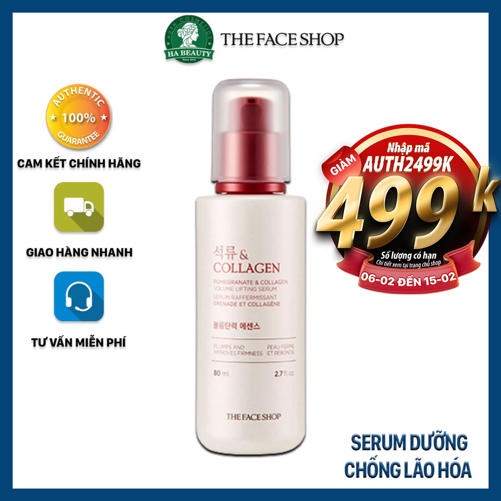 Serum dưỡng ẩm chống lão hoá phục hồi săn chắc da lựu đỏ The Face Shop Pomegranate & Collagen Volume Lifting Serum 80ml