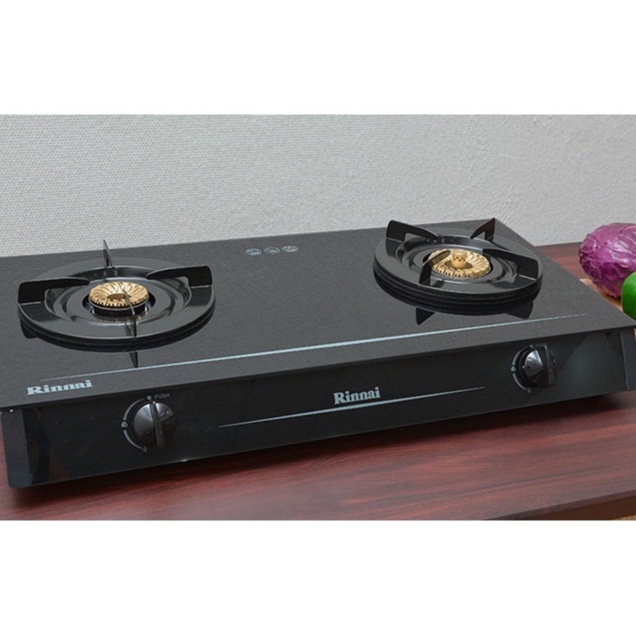 Bếp ga đôi Rinnai RV-7Double Glass  - Ngọn lửa xanh - Tiết kiệm gas - Hàng chính hãng STORE