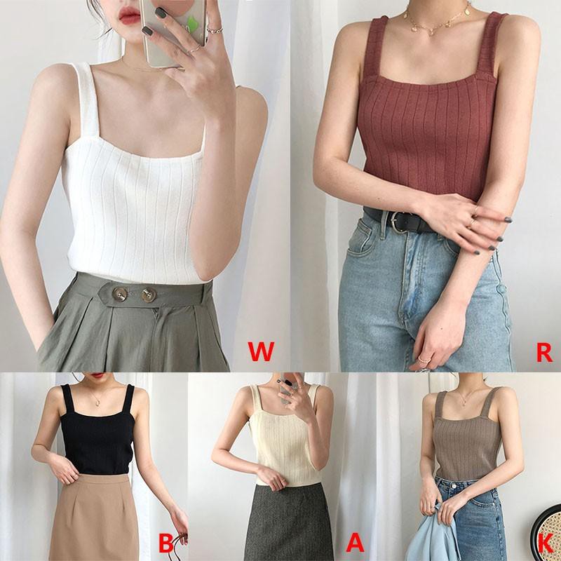 Áo len hai dây màu trơn phong cách Hàn Quốc thời trang dành cho nữ