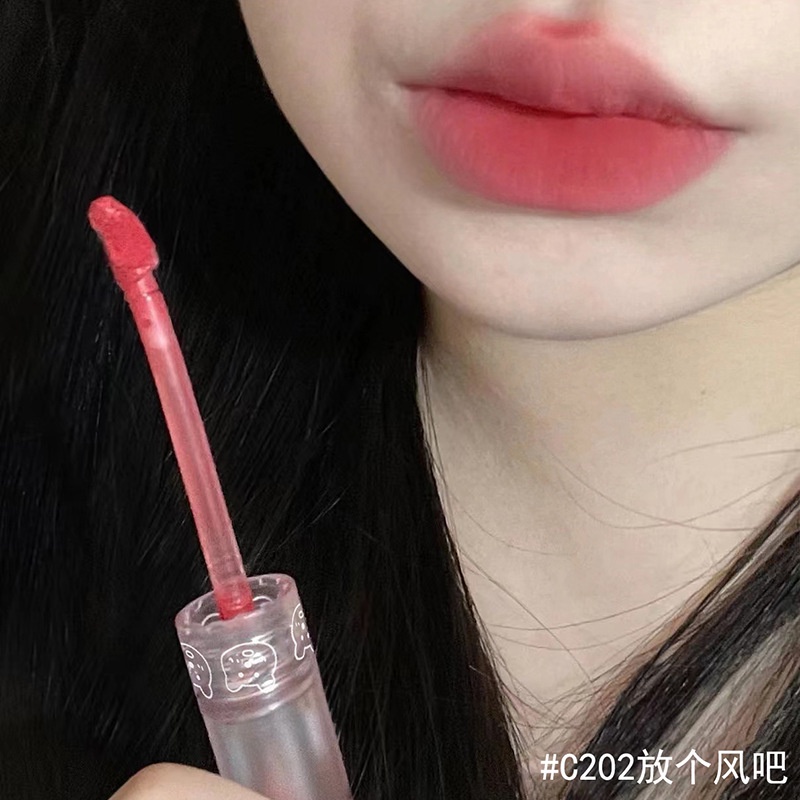 Son Kem Lì Lâu Trôi Chống Dính Cốc Thiết Kế Vỏ Hình Gấu Dễ Thương Daimanpu