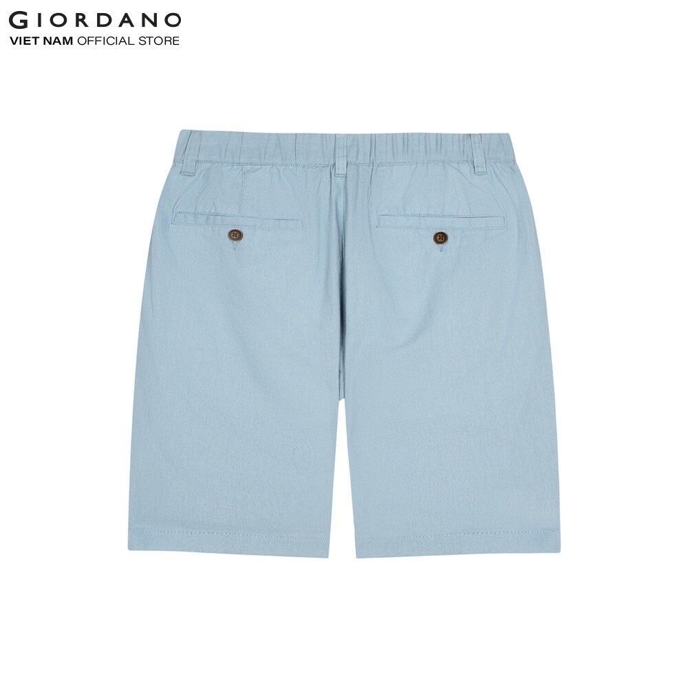 Quần Linen Shorts Nam Lưng Thun Nút Cài Giordano 01101207