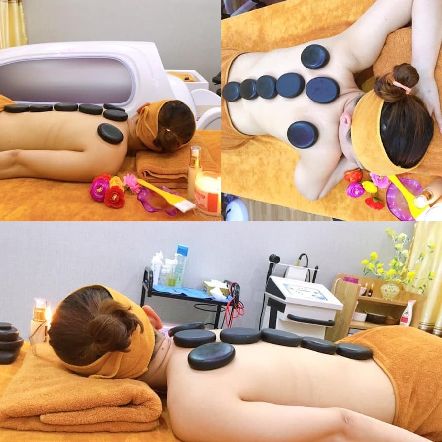 Đá nóng massage body đả thông kinh lạc dùng trong đông y, spa, thẫm mỹ viện
