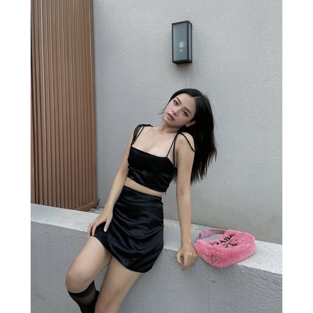 LUCASTA SET/ SET ĐỒ LỤA 2S CROPTOP KÈM CHÂN VÁY