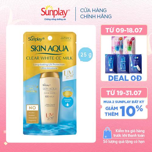  Sữa chống nắng tạo nền Sunplay Skin Aqua Clear White CC Milk 25g