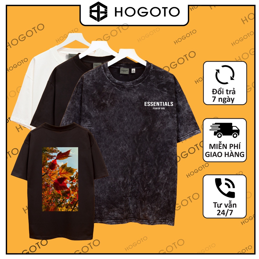 Áo thun Fear of god mùa thu Hogoto shop , Áo thun unisex nam nữ form rộng oversize chất liệu 100% Cotton
