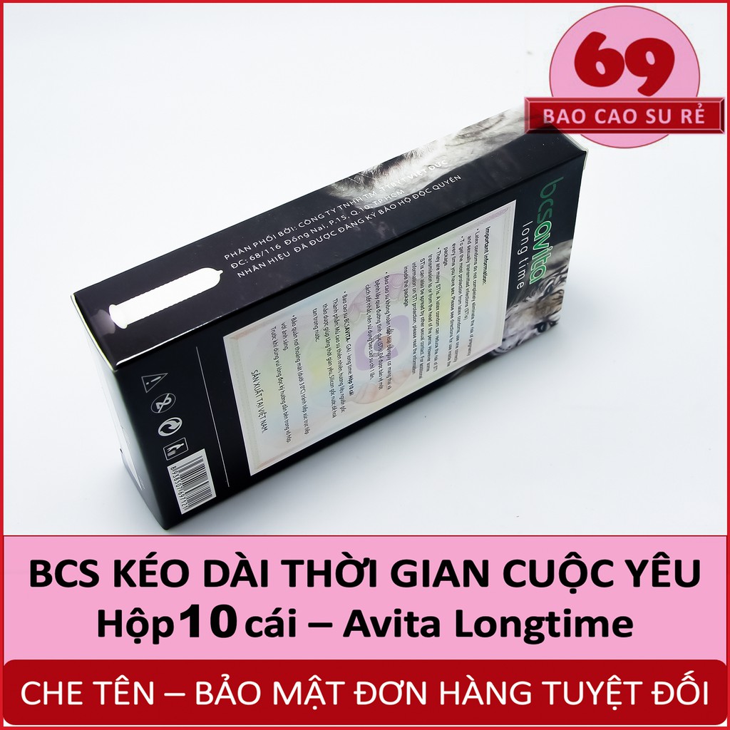 Bao cao su kéo dài thời gian cuộc yêu Avita Longtime hộp 10 cái