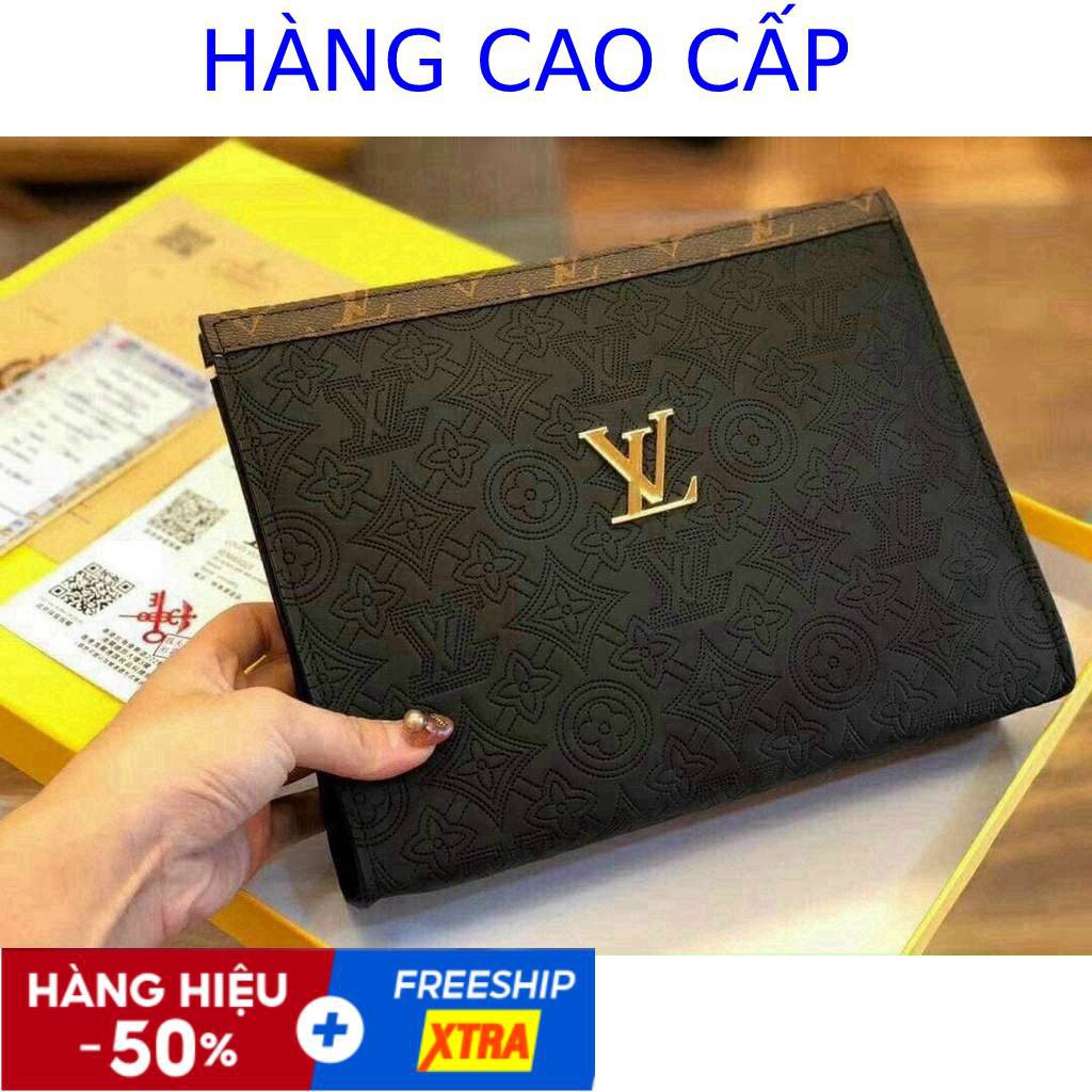 túi xách [HÀNG HOT] Ví Nam Nữ Cao Cấp Cầm Tay Bằng Da Có Dây Kéo Sức Chứa Lớn Họa Tiết LV