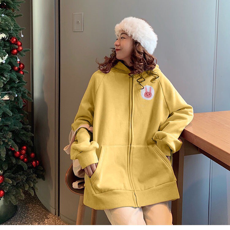 [VIDEO+ẢNH THẬT] ÁO KHOÁC NỈ UNISEX FORM RỘNG THIÊU HÌNH ĐẦU THỎ ULZZANG AK197 TD FASHION