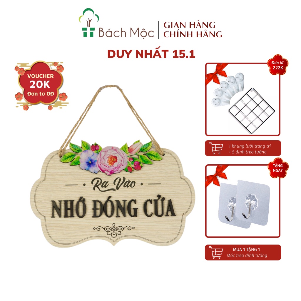 [Mã BMBAU50 giảm 7% đơn 99K] Bảng Gỗ Decor Treo Cửa BÁCH MỘC Nhiều Mẫu Trang Trí Cửa Hàng