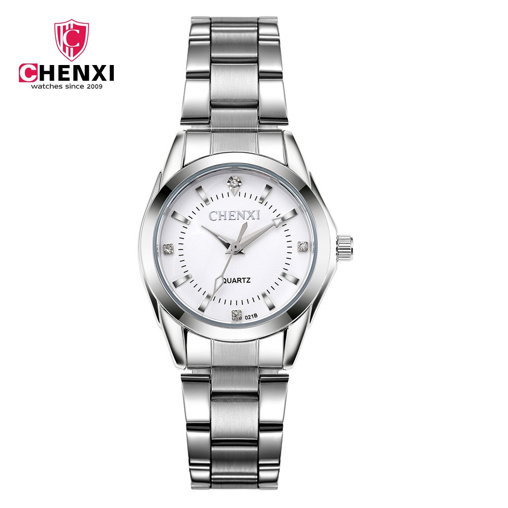 Đồng Hồ Analog Máy Quartz Nữ Đính Hột Xoàn Dây Thép Không Gỉ Chenxi