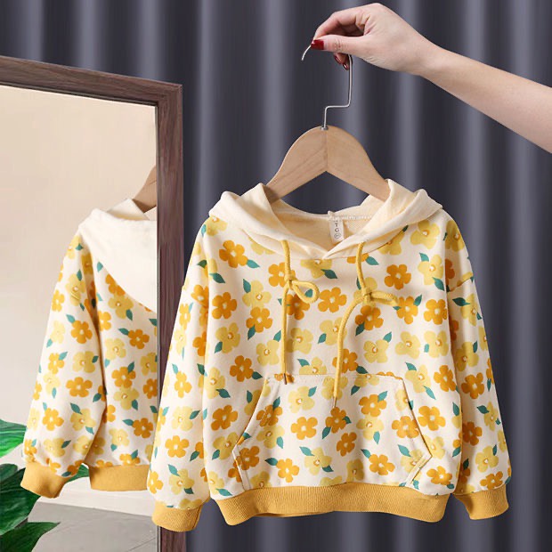 Áo hoodie hoạ tiết hoa nhiều màu cho bé gái (Nặng 10-25kg, cao 90-130c