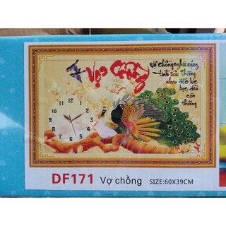 Tranh đính đá đồng hồ vợ chồng DF171