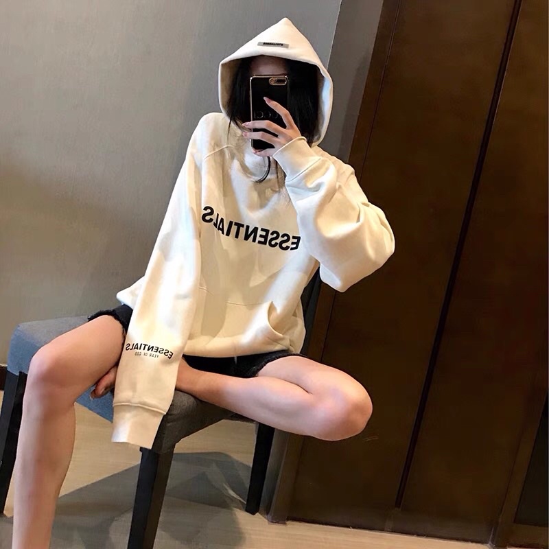 Áo nỉ hoodie Essentialss In cao su nổi, áo nỉ bông unisex nam nữ