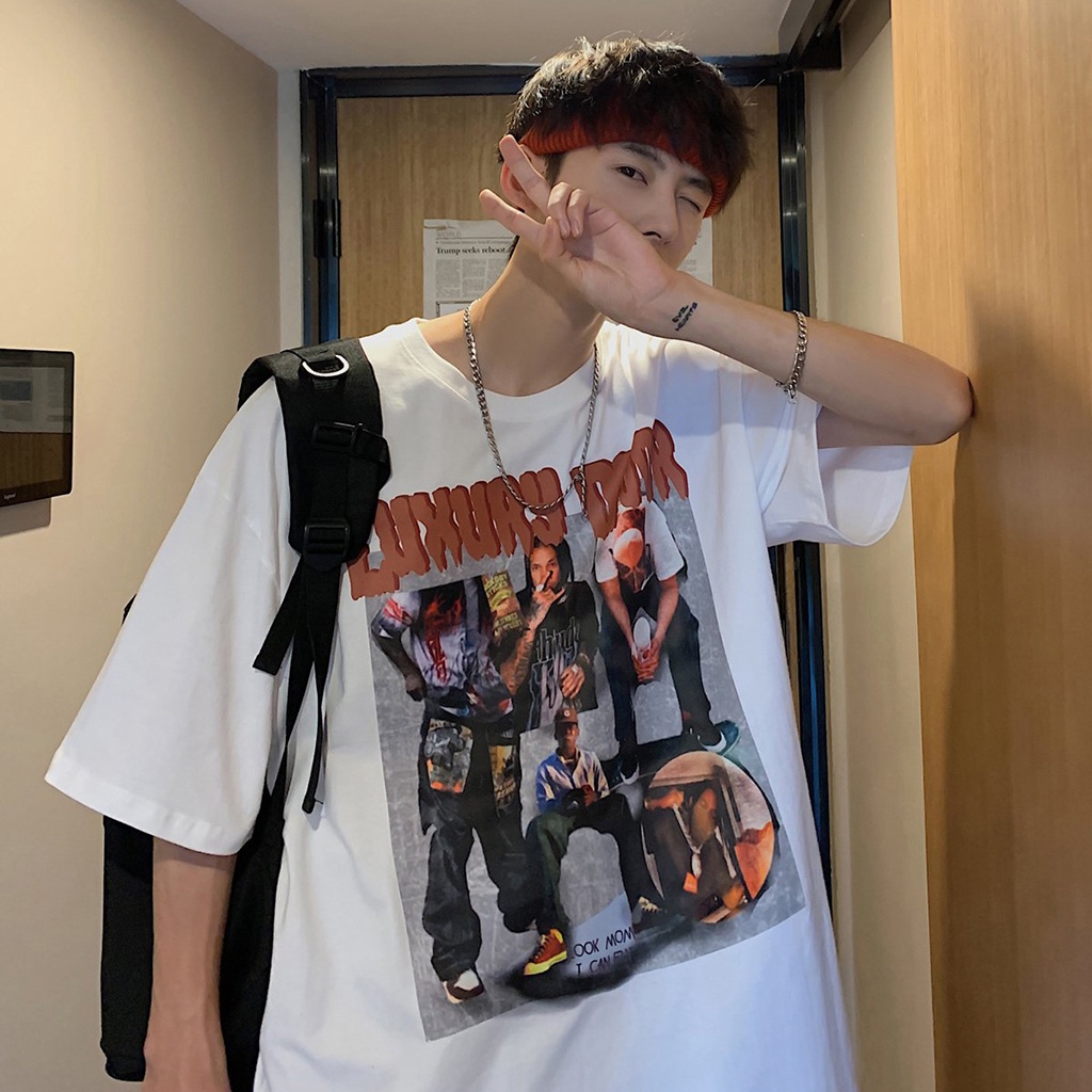 Áo Thun Nam  FASHION Cổ Tròn Áo Phông Nam Form Rộng Basic Cotton Oversize In AT06