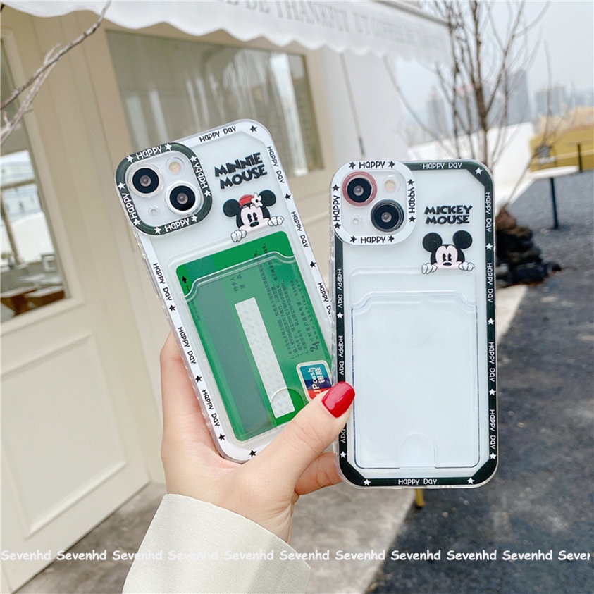 Ốp Điện Thoại Mềm Trong Suốt Có Ngăn Đựng Thẻ Cho iPhone 14 13 12 11 Pro Max X XR Xs Max 8 7 6 6s Plus SE 2020