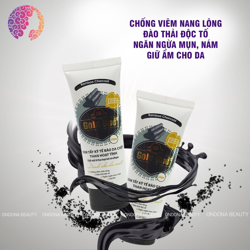 [Collagen] KEM KỲ TẨY TẾ BÀO DA CHẾT THAN HOẠT TÍNH (Cho Mặt) Gold Bee - Ondona Beauty