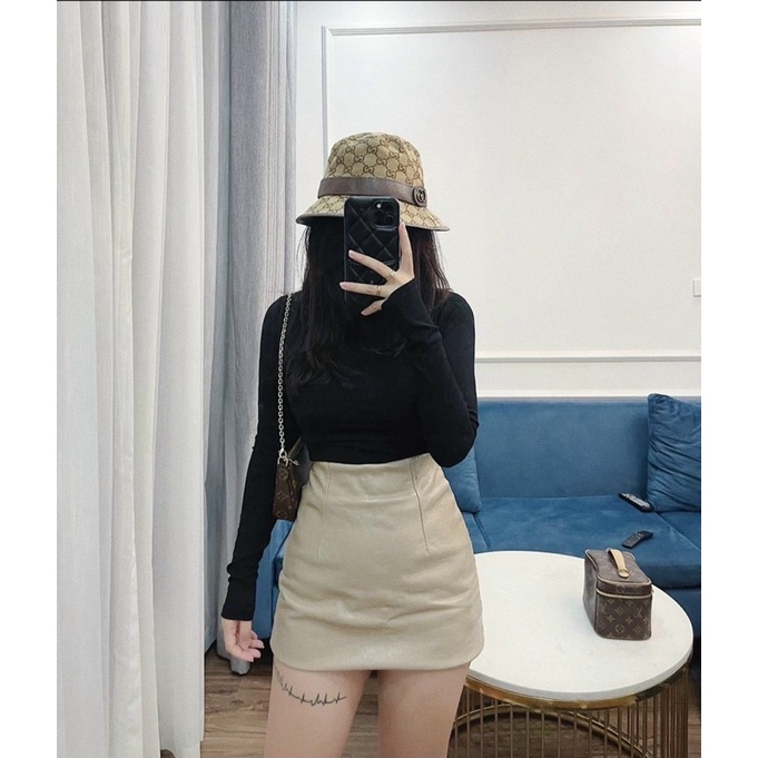 Áo thun dài tay cổ viền bèo xoắn