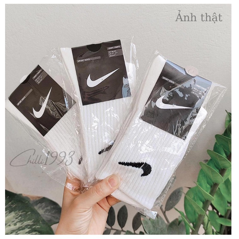 Tất Vớ Cổ Cao NIKE Thể Thao Nam Nữ Unisex Cotton Dày Dặn